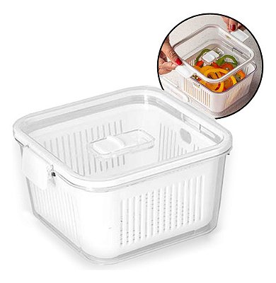 Pote Multiuso Hermético Com Cesto Para Drenagem - 1.360ml