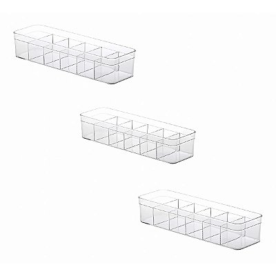 3 Organizador Gaveta Calcinha Meia C/ Divisoria 35,5x10,5l