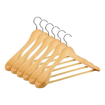 Kit 6 Cabides Executivos Madeira Ombreira Blazers Paramount