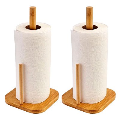 Kit 2 Porta Papel Toalha Suporte Papel Toalha Bambu