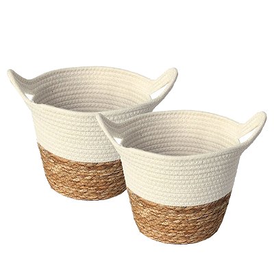 Kit 2 Cesto Organizador Trançado 26x22 Multiuso Fibra Natural