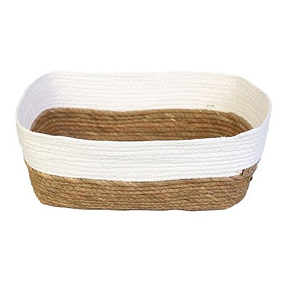 Cesto Organizador Branco Pequeno Multiuso Fibra Natural