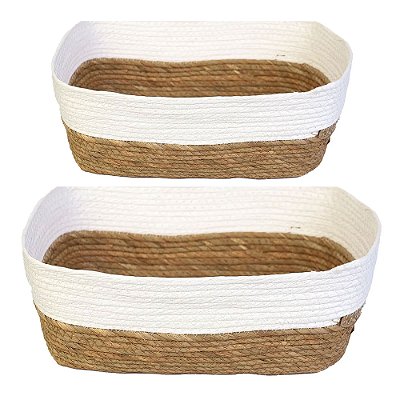 Kit 2 Cesto Organizador Branco Multiuso Fibra Natural