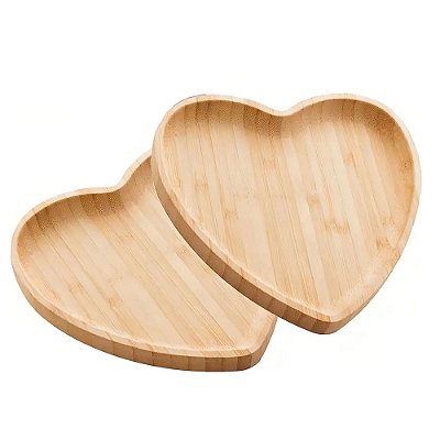 Kit 2 Travessa Coração Bambu 12,5cm Class Home Bandeja