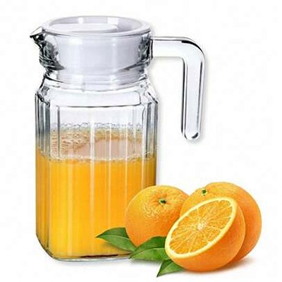 Jarra C/tampa 500ml Para Água Suco Vidro Grosso Com Alça