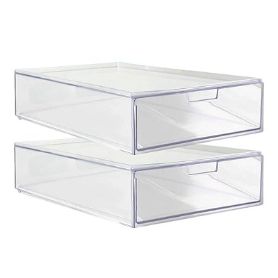 Kit 2 Organizador Gaveta Divisória Roupa Calçado Acrilico Transparente