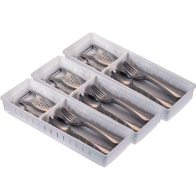Kit 3 Organizador De Gavetas Com Separador Móvel 35x12x5 Cm