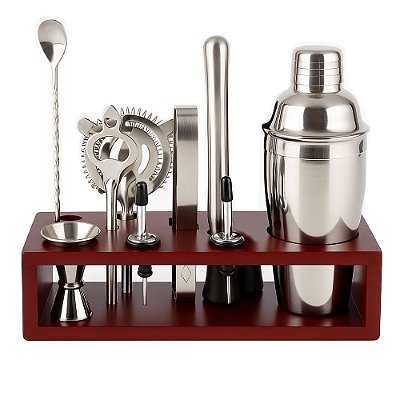 Kit Coqueteleira Completo Bartender Woodline 10 Peças - Mori