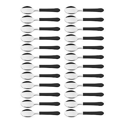 24 Colher De Mesa Inox Tramontina Leme Preto