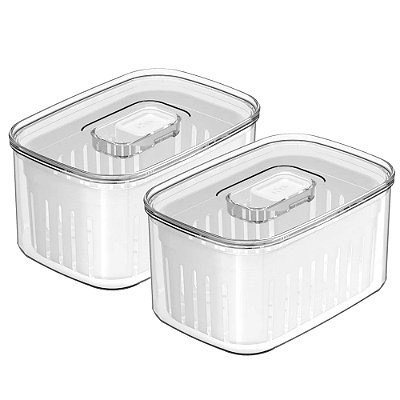 Kit 2 Organizador De Geladeira Ou Clear Fresh 650ml Natural