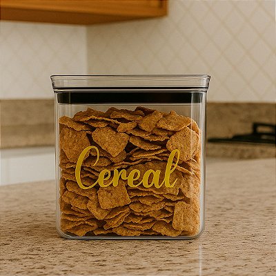 Pote Hermético Porta Mantimentos Empilhavel Vedado 1,5l Com Etiqueta