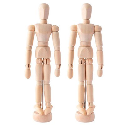 Kit 2 Boneco Madeira Flexível E Articulado 30cm