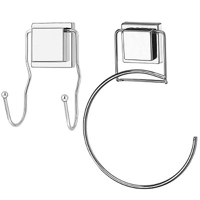 Kit Toalheiro Argola + Gancho Duplo Com Ventosa Banheiro