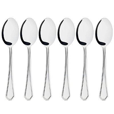 Conjunto 6 Colheres De Mesa Supreme 21cm  Aço Inox Luxo