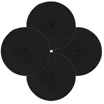 Kit 4 Jogo Americano Redondo 4 Unidade 38cm Preto