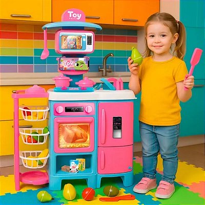 Brinquedo Mega Cozinha  Toy Chef Menina Cor Rosa E Azul