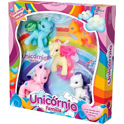 Conjunto 5 Unicórnios Coloridos Pônei Brinquedo De Vinil