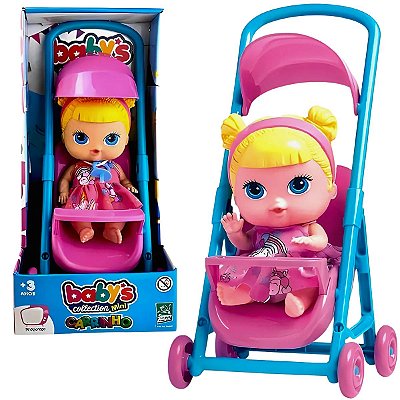 Boneca Bebê Baby Collection Passeio Carrinho 338 Super Toys