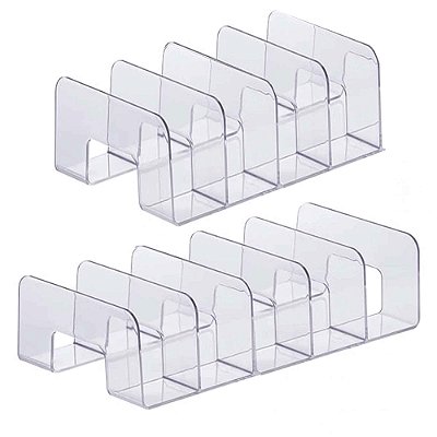 Kit 2 Organizador Multiuso Transparente 4 Divisórias E 5 Divisórias