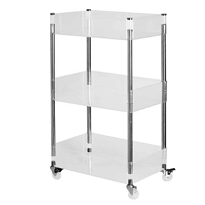 Carrinho Premium Triplo Em Acrílico 88x46x30 Cm Transparente