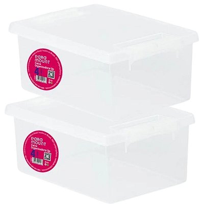 Kit 2 Caixa Organizadora Com Tampa  Trava 4 Litros Paramount