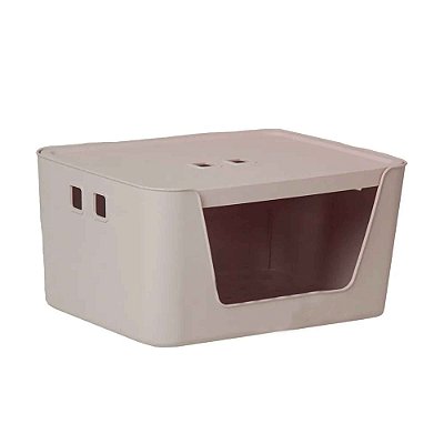 Caixa Organizadora 13 Litros Com Tampa E Abertura Creme