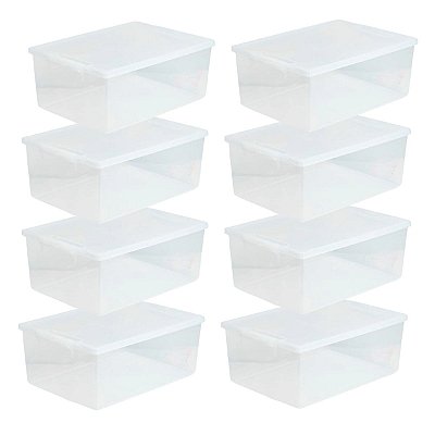 Kit 8 Caixas Organizadoras Paramount 9 Litros Transparente C/ Tampa E Trava