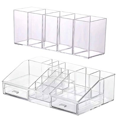 Kit 2 Organizador Maquiagem Batom Cosmeticos C/ Gavetas Divisórias