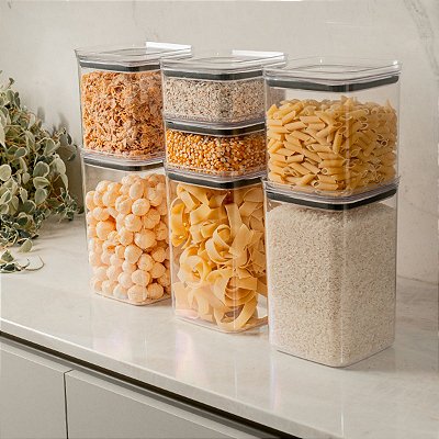 Kit 5 Potes Herméticos Block Ou Grandes 3,5 E 2,3 Litros