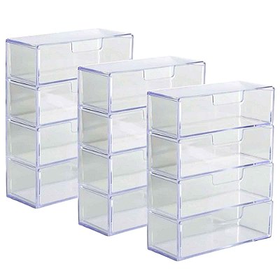 Kit 3 Porta Óculos Escuro Sol Organizador Estojo 4 Divisórias