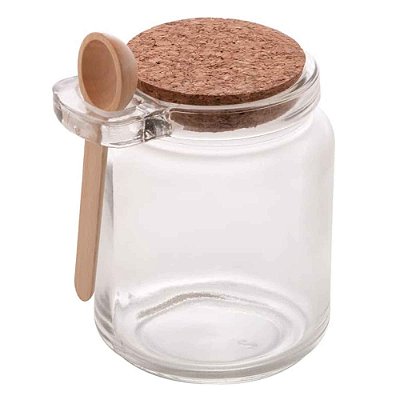 Pote Hermético De Vidro 250ml C/tampa Cortiça E Colher Para Temperos