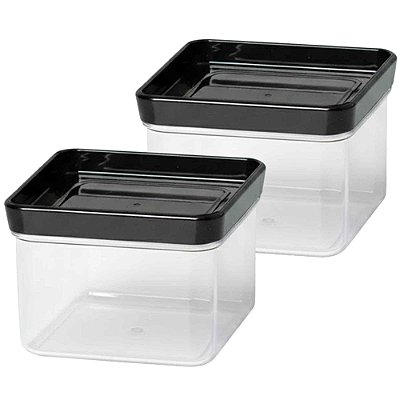 Kit 2 Pote Hermético Lumini Quadrado Black 225ml