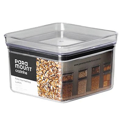 Pote Hermético Multiuso Lumini Quadrado Paramount 830 Ml