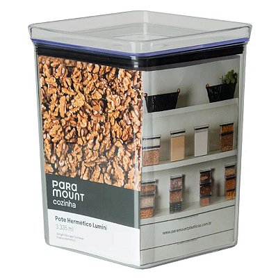Pote Hermético Multiuso Lumini Quadrado Paramount 3.335 Ml
