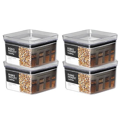 4 Potes Herméticos Multiuso Lumini Quadrado Paramount 830 Ml