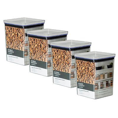 4 Pote Hermético Multiuso Lumini Quadrado Paramount 3.335 Ml