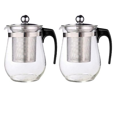 2 Chaleiras De Vidro Infusor Removivel Alça 500ml Resistente