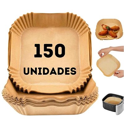 Kit 150 Formas Quadrada Descartável Airfryer 20x20x4,5cm