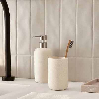 Copo Lavabo Porta Escova Objetos Multiuso Em Poliresina Luxo