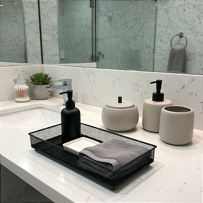 Bandeja Decorativa Em Metal C/ Vidro 24cm Mart Cor Preto