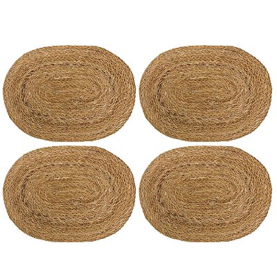 Jogo Americano Sousplat Fibra Natural Oval 4 Unidade 40x30cm