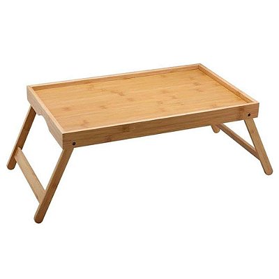 Bandeja Dobravel Com Pes De Bambu 50x30x20cm Para Cafe