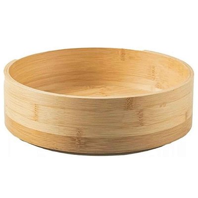 Organizador Giratório Redondo Alto Multiuso Bambu
