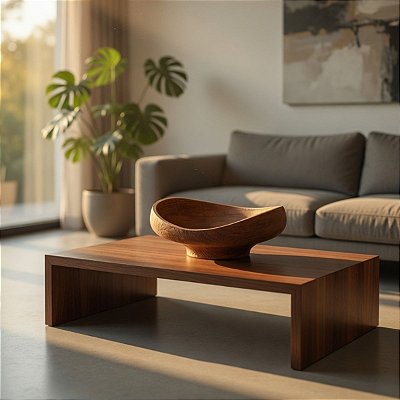 Bandeja Decorativa Em Poliresina Texturizada Madeira 25 Cm