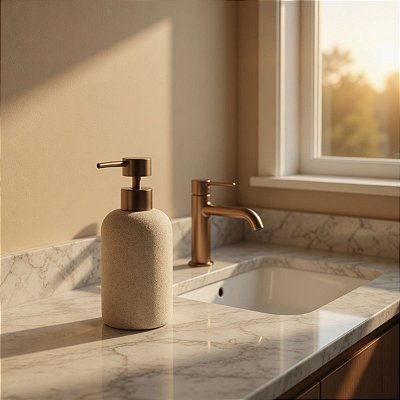 Dispenser Porta Sabão Líquido Poliresina Mart 300 Ml Bege