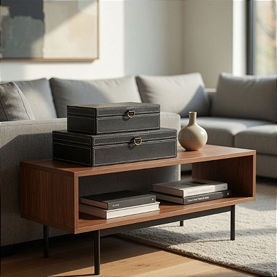 Kit Com 2 Caixas Em Mdf Com Revestimento Em Pu - Mart