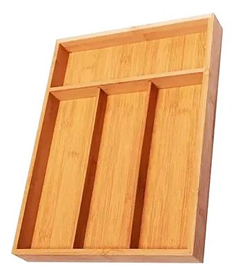 Porta Talheres Gaveta Em Bambu 4 Divisórias