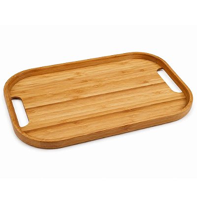 Bandeja Retangular Servir Bambu Natural 33x22cm