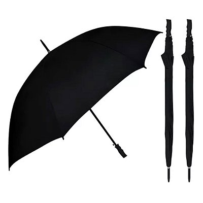 Kit 2 Guarda Chuva Portaria Grande Reforçado Contra Vento Cor Preto Desenho Do Tecido Liso