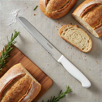 Faca Para Pão Bolo Lâmina Serrilhada Aço Inox Pro 32 Cm
